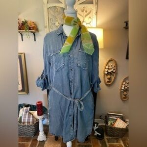 Velvet Heart soft, lightweight denim, belted shirt dress 3/4 or long sleeve. Y2K